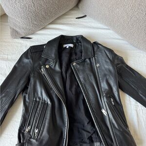 IRO Black Leather Jacket with Silver Accents